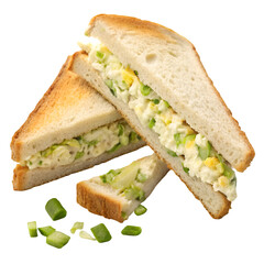 Egg salad sandwich isolated on white background