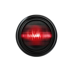 Abstract Red Glowing Sound Wave Indicator in Black Circular Device