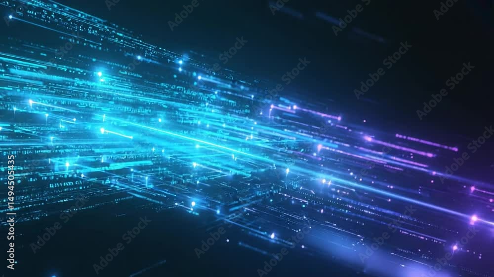 Poster abstract tech network with glowing lines