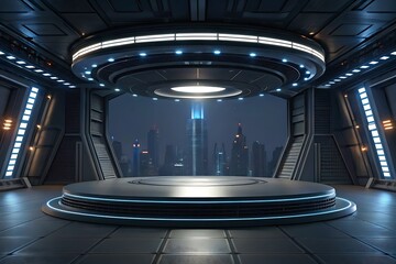 Obraz premium Spaceship Dock Podium Sci-Fi