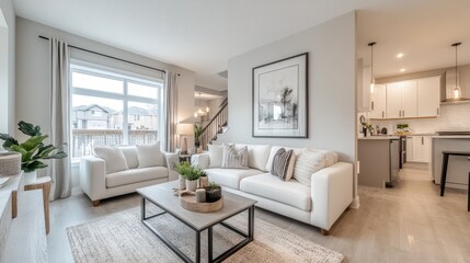 Open concept living room showcasing modern design elements.