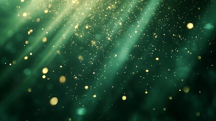 Soft focus green light streaks with glowing dots dreamy bokeh abstract image or picture