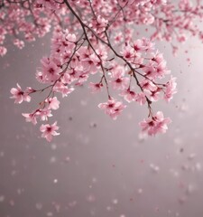 Fototapeta premium Floating pink sakura petals in gentle motion, soft focus background , romantic, nature, design