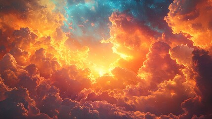 "Colorful Sunset Sky with Abstract Clouds"