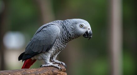 Obraz premium African Grey Parrot Perched on a Branch