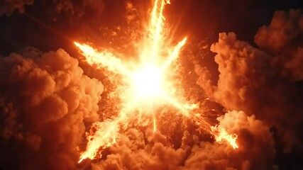 An epic, loopable VFX shot of a massive fireball explosion in slow motion - Powered by Adobe