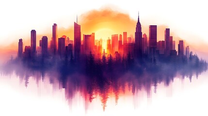 Fototapeta premium Stylized digital illustration of an inverted city skyline