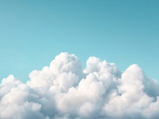 Fluffy White Cumulus Clouds Against a Clear Light Blue Sky Scenic Nature Background