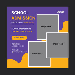 School Admission Social Media Post Design