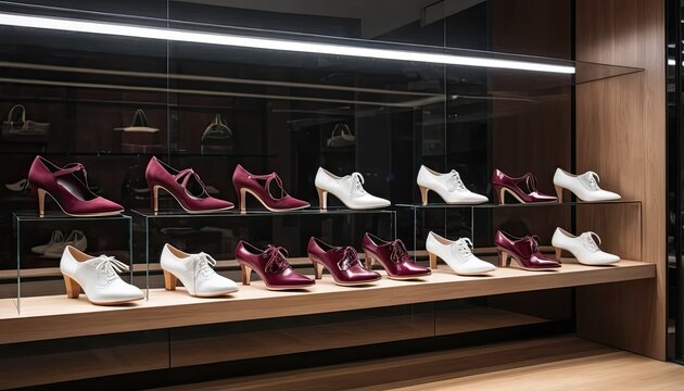Elegant Footwear Display: A Showcase of Exquisite Women's Shoes