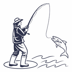 Angler-fishing-icon on white background, Instant Digital Download.
