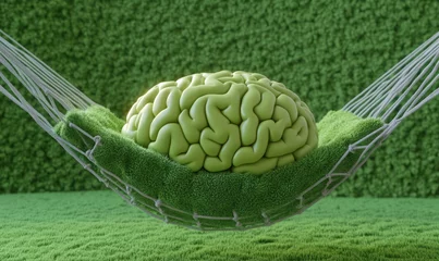 Fototapete Krankenhaus Green Brain Concept on Soft Surface in Hammock Surrounded by Nature  © khoirul