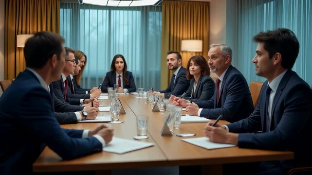 World Leaders Meeting Around Round Table for Global Summit

