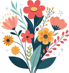 Set Simple trendy flowers. Abstract modern flowers collection vector eps