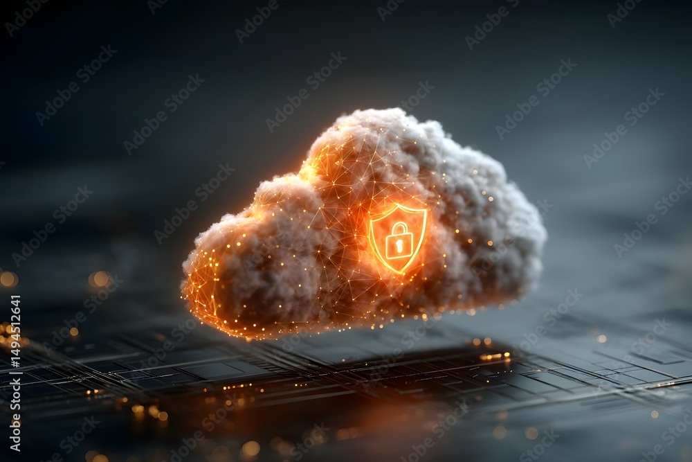 Poster encrypted cloud system protected by digital shield and lock