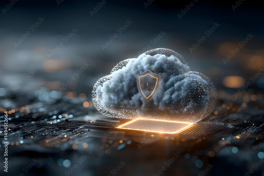 Poster encrypted cloud system protected by digital holographic shield and lock