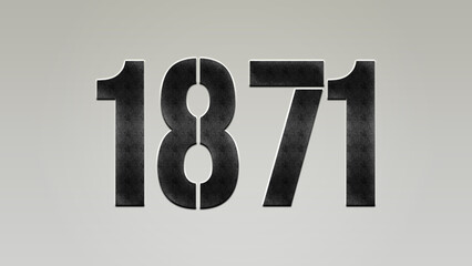 3D Bold metal number 1871 on silver background.