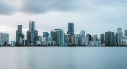 Obraz premium Downtown of Miami city skyline buildings long exposure