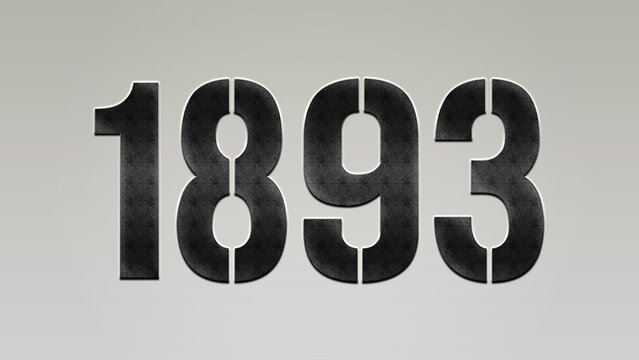 3D Bold metal number 1893 on silver background.