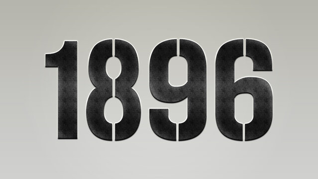3D Bold metal number 1896 on silver background.