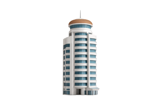 PNG Modern high-rise building with circular roof and glass windows