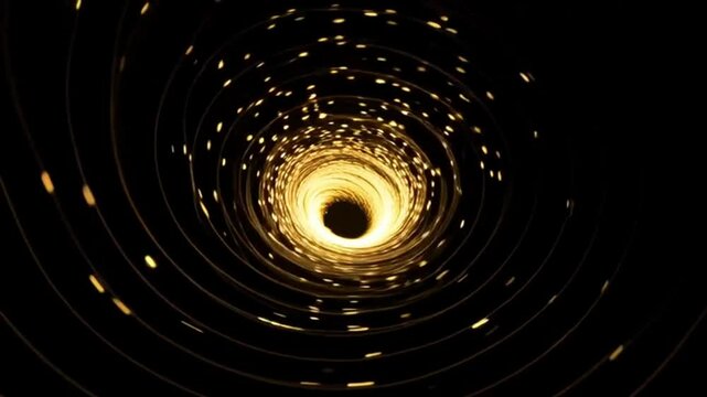 Golden light vortex rotating space-time tunnel