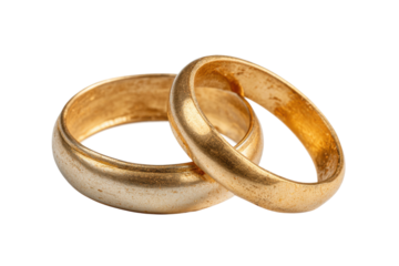 PNG Elegant gold wedding rings on black background