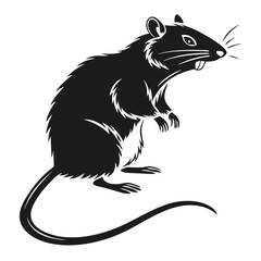 Silhouette of a Rat Standing on Hind Legs with Visible Details