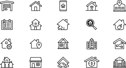 real estate outline vector icon collection  a set .eps