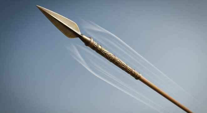 Roman spear in mid air