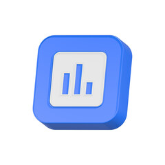 charts icon 3d rendering blue color