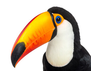  “Tropical Toucan Bird with Distinctive Beak, Isolated on White”.