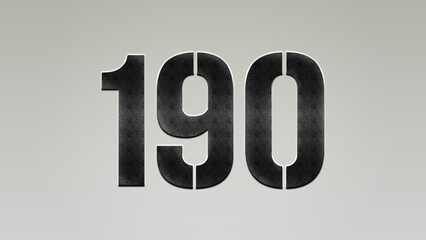 3D Bold metal number 190 on silver background.