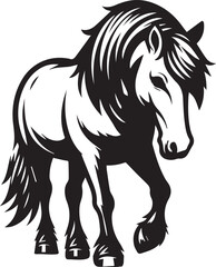 Black and White Berber Horse Vector Illustration – High-Quality Line Art Design