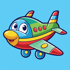 Cute Cartoon Airplane Vector Illustration — Colorful Jet Aircraft Clipart in Flat Style for Kids and Educational Designs