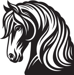 Black and White Berber Horse Vector Illustration – High-Quality Line Art Design