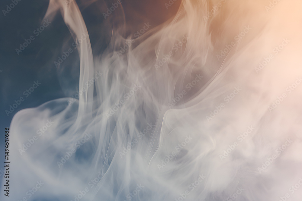 Poster abstract swirling smoke wisps in soft diffused light creating a dreamy atmosphere and visual texture