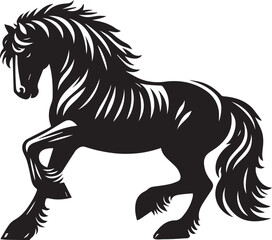 Black and White Berber Horse Vector Illustration – High-Quality Line Art Design