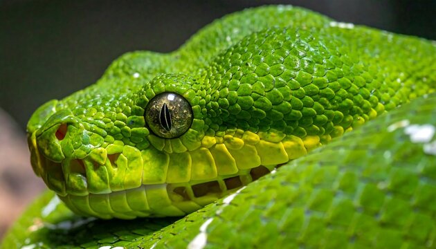 Green Tree Python Closeup Portrait. (1)