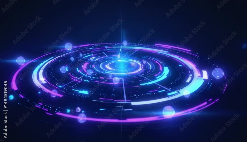 Poster futuristic circular ui element with glowing light