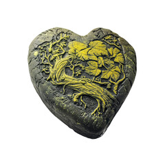 Heart-Shaped Stone Carving with Tree of Life Design