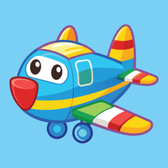 Cute Cartoon Airplane Vector Illustration — Colorful Jet Aircraft Clipart in Flat Style for Kids and Educational Designs
