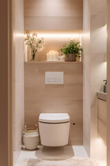 自然素材と植物で彩られたナチュラルなトイレ空間