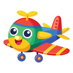 Cute Cartoon Airplane Vector Illustration — Colorful Jet Aircraft Clipart in Flat Style for Kids and Educational Designs