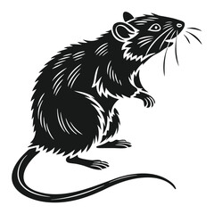Monochrome Standing Rat | Rodent Silhouette with Decorative Elements 85