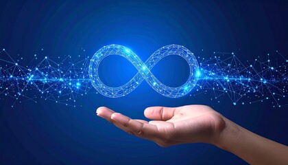 Hand holding digital infinity loop.