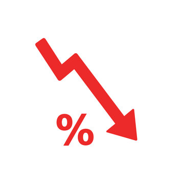 Percent arrow icon. Growth, increase, decrease arrow filled icons