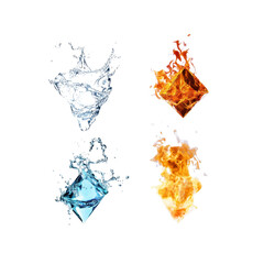 Abstract Rhombus Shapes of Water and Fire Elements