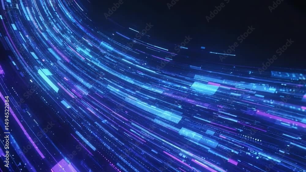 Poster futuristic data stream visualization