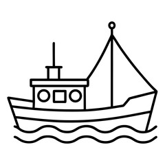 Obraz premium Fishing-boat-icon on white background, Instant Digital Download.